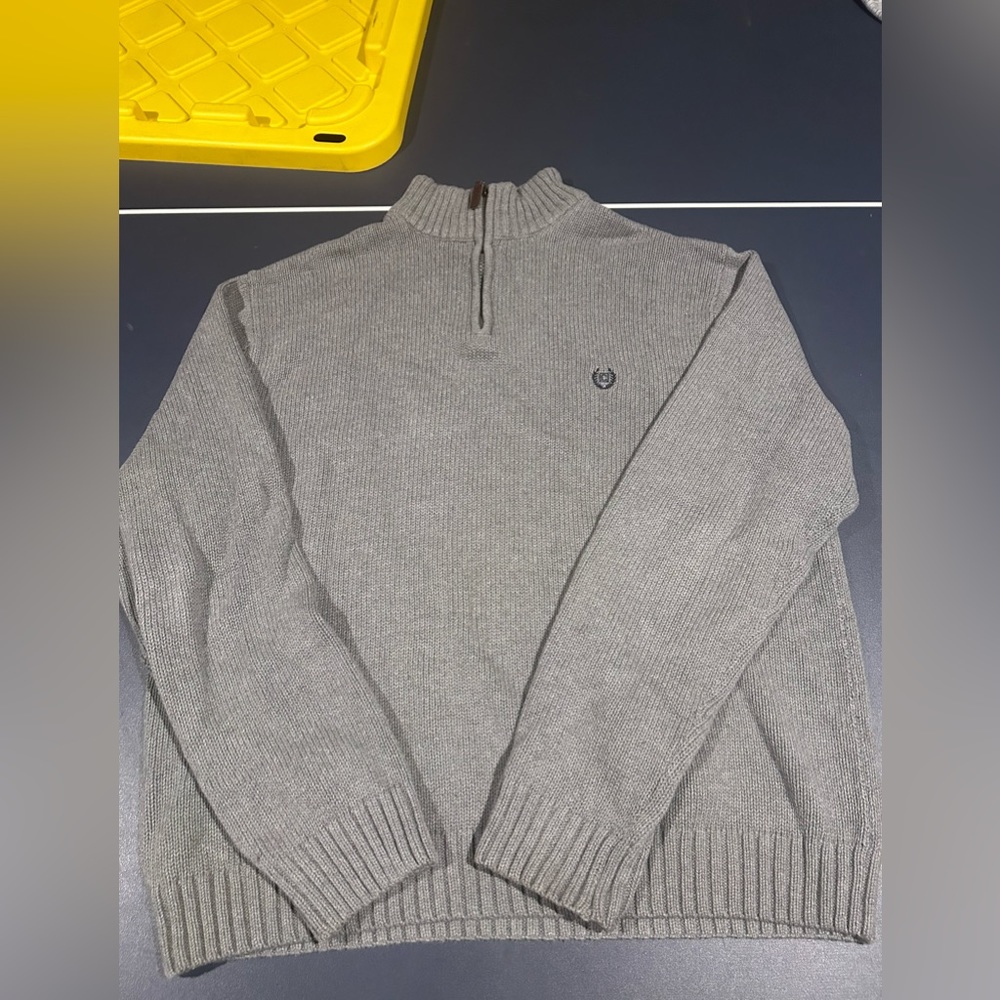 Chaps Premium-Down Grey Sweater Zip Up